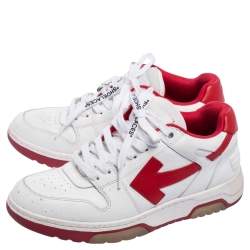 Off-White White/Red Perforated Leather Out Of Office Sneakers Size 41