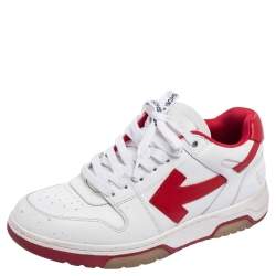 Off-White White/Red Perforated Leather Out Of Office Sneakers Size 41