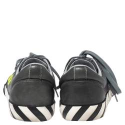 Off White Grey Leather Vulcanized Low Top Sneakers Size 43