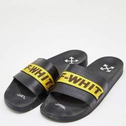 Off-White C/O VIRGIL ABLOH 2020 Black Rubber Industrial Slider Slides Size 46