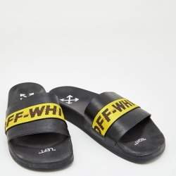 Off-White C/O VIRGIL ABLOH 2020 Black Rubber Industrial Slider Slides Size 46
