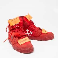 Off-White Red Suede And Canvas Off Court 3.0 High Top Sneakers Size 43