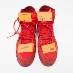 Off-White Red Suede And Canvas Off Court 3.0 High Top Sneakers Size 43