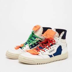 Pre Owned حذاء رياضي أوف وايت أوف كورت 3.0 كانفاس وجلد أزرق/أبيض عنق مرتفع مقاس 41