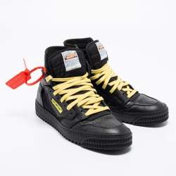 Off-White Black Leather Off-Court 3.0 High Top Sneakers Size 41