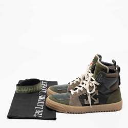 Pre Owned حذاء رياضي أوف وايت أوف كورت 3.0 جلد نوبوك وسويدي أخضر بعنق مرتفع مقاس 42