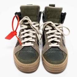 Pre Owned حذاء رياضي أوف وايت أوف كورت 3.0 جلد نوبوك وسويدي أخضر بعنق مرتفع مقاس 42