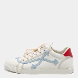 Off-White White/Red Canvas And Leather Vulcanised Sneakers Size 42
