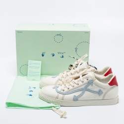 Off-White White/Red Canvas And Leather Vulcanised Sneakers Size 42
