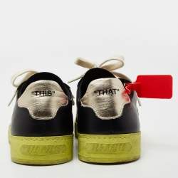 مملوكة مسبقًا Off-White Black Leather And Suede Official Low Top Sneakers Size 40 