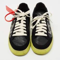مملوكة مسبقًا Off-White Black Leather And Suede Official Low Top Sneakers Size 40 