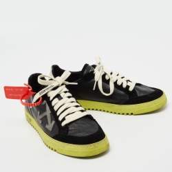 مملوكة مسبقًا Off-White Black Leather And Suede Official Low Top Sneakers Size 40 