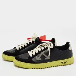 مملوكة مسبقًا Off-White Black Leather And Suede Official Low Top Sneakers Size 40 