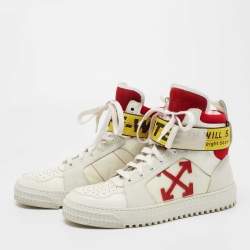 Pre Owned Off-White Multicolor Leather And Fabric Off-Court 3.0 High Top  Sneakers Size 39