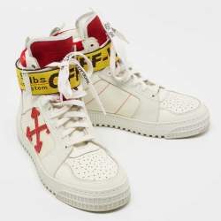 Pre Owned Off-White Multicolor Leather And Fabric Off-Court 3.0 High Top  Sneakers Size 39