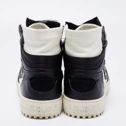 Pre Owned Off-White White/Black  Leather And Canvas Off Court 3.0 High Top Sneakers Size 39