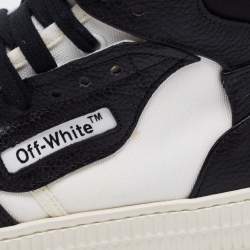 Pre Owned Off-White White/Black  Leather And Canvas Off Court 3.0 High Top Sneakers Size 39