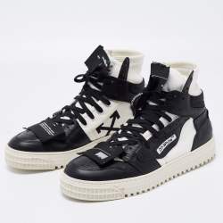 Pre Owned Off-White White/Black  Leather And Canvas Off Court 3.0 High Top Sneakers Size 39