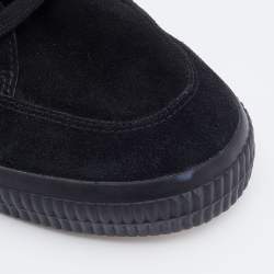 Pre Owned Off White Black/Yellow Suede and Canvas Vulcanized Striped Low Top Sneakers Size 46