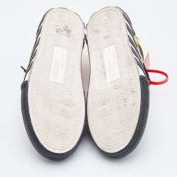 Pre Owned Off White Black/Yellow Suede and Canvas Vulcanized Striped Low Top Sneakers Size 46