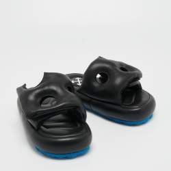 Off-White Black Leather Meteor Flat Slides Size 39