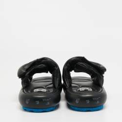 Off-White Black Leather Meteor Flat Slides Size 39