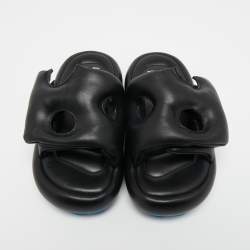 Off-White Black Leather Meteor Flat Slides Size 39