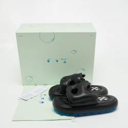 Off-White Black Leather Meteor Flat Slides Size 39