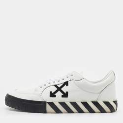 Off-White White/Black Leather Vulcanized Low Top Sneakers Size 44