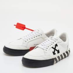 Off-White White/Black Leather Vulcanized Low Top Sneakers Size 44