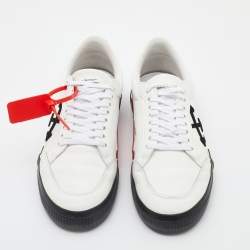 Off-White White/Black Leather Vulcanized Low Top Sneakers Size 44
