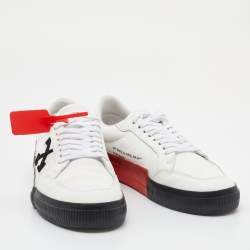 Off-White White/Black Leather Vulcanized Low Top Sneakers Size 44