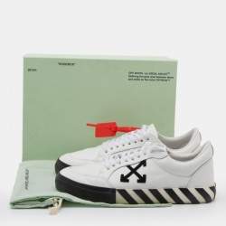 Off-White White/Black Leather Vulcanized Low Top Sneakers Size 44
