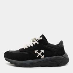 Off-White Black Suede Fabric Jogger Sneakers Size 44 | TLC