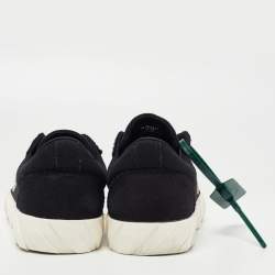 Off White Black Canvas Vulcanized Low Top Sneakers Size 39