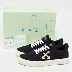 Off White Black Canvas Vulcanized Low Top Sneakers Size 39