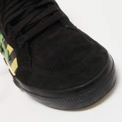 مملوكة مسبقًا Off White Black/Yellow Suede and Canvas Vulcanized Striped Sneakers Size 43