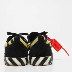مملوكة مسبقًا Off White Black/Yellow Suede and Canvas Vulcanized Striped Sneakers Size 43