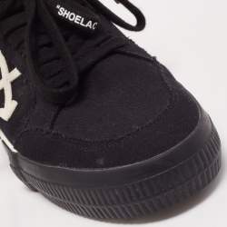Off White Black Canvas Vulcanized Low Top Sneakers Size 40