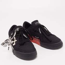 Off White Black Canvas Vulcanized Low Top Sneakers Size 40