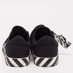 Off White Black Canvas Vulcanized Low Top Sneakers Size 40