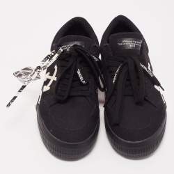 Off White Black Canvas Vulcanized Low Top Sneakers Size 40