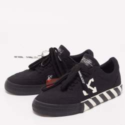 Off White Black Canvas Vulcanized Low Top Sneakers Size 40