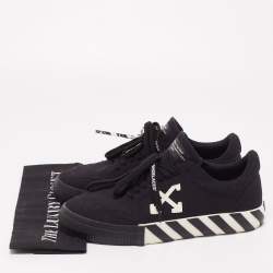 Off White Black Canvas Vulcanized Low Top Sneakers Size 40