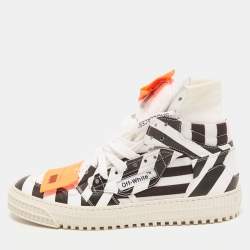 Pre Owned Off-white Black/White Leather Striped Off Court 3.0 High Top Sneakers Size 38