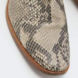 Pre Owned Off-White Black/Beige Snakeskin Embossed Leather Chelsea Ankle Boots Size 44