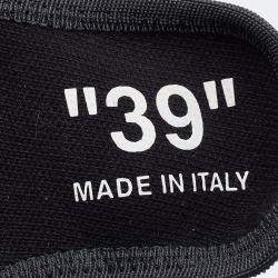 Pre Owned Off-White Black Knit Fabric Moto Wrap Velcro Detailed Sneakers Size 39