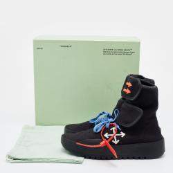 Pre Owned Off-White Black Knit Fabric Moto Wrap Velcro Detailed Sneakers Size 39