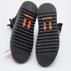 Pre Owned Off-White Black Knit Fabric Moto Wrap Velcro Detailed Sneakers Size 39