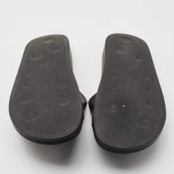 Off-White Black Leather Logo Pool Slides Size 42